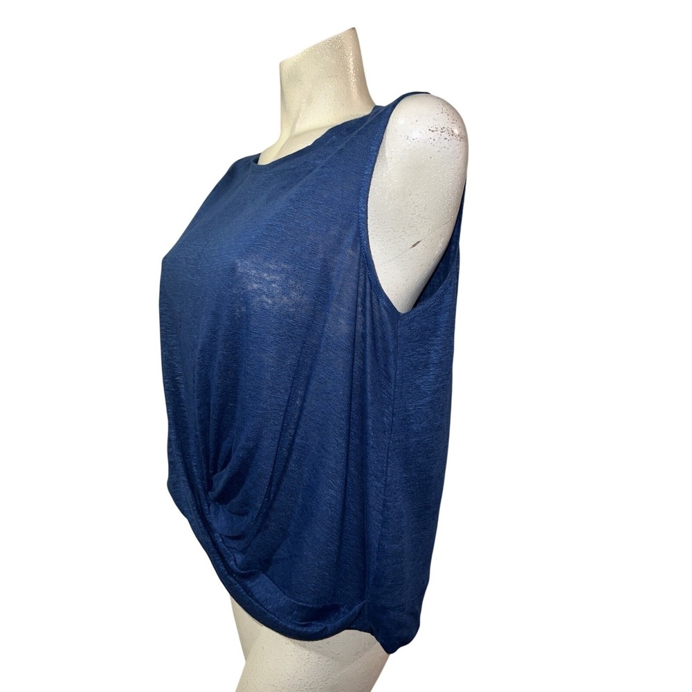 J Jill Love Linen Blue Sleeveless Twist Front Petite Top Shirt Women's M - Picture 4 of 6